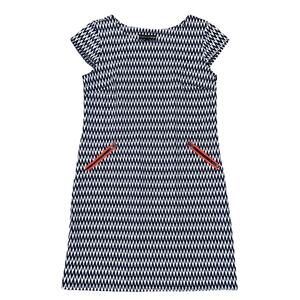 Madison Leigh Navy & White Chevron Short Sleeve Shift Dress - SIZE 10